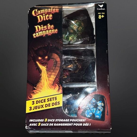 NIB Spin Masters Campaign Dice for Role-Playing Games 3 sets of 7 with Storage P - Picture 1 of 2